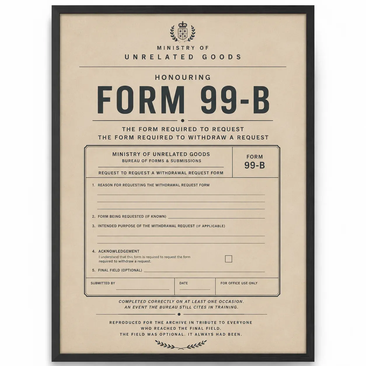Commemorative Print: Form 99-B
